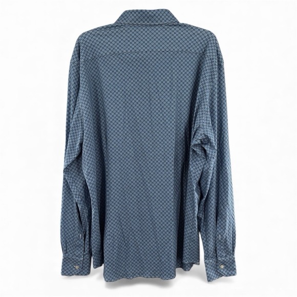 $278 New EMANUEL BERG Jersey Byron Stretch Shirt Men's 2XL XXL 18 EU 46 Blue AOP - Picture 2 of 9